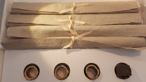 Set of 4 Bronze napkin rings and Irish Linen napkins